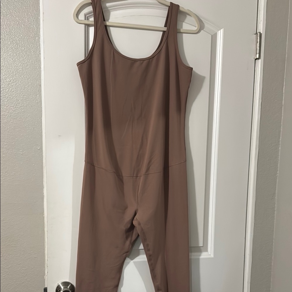 Ingrid & Isabel Tan Jumpsuit with Fitted Bodice and Straight Leg